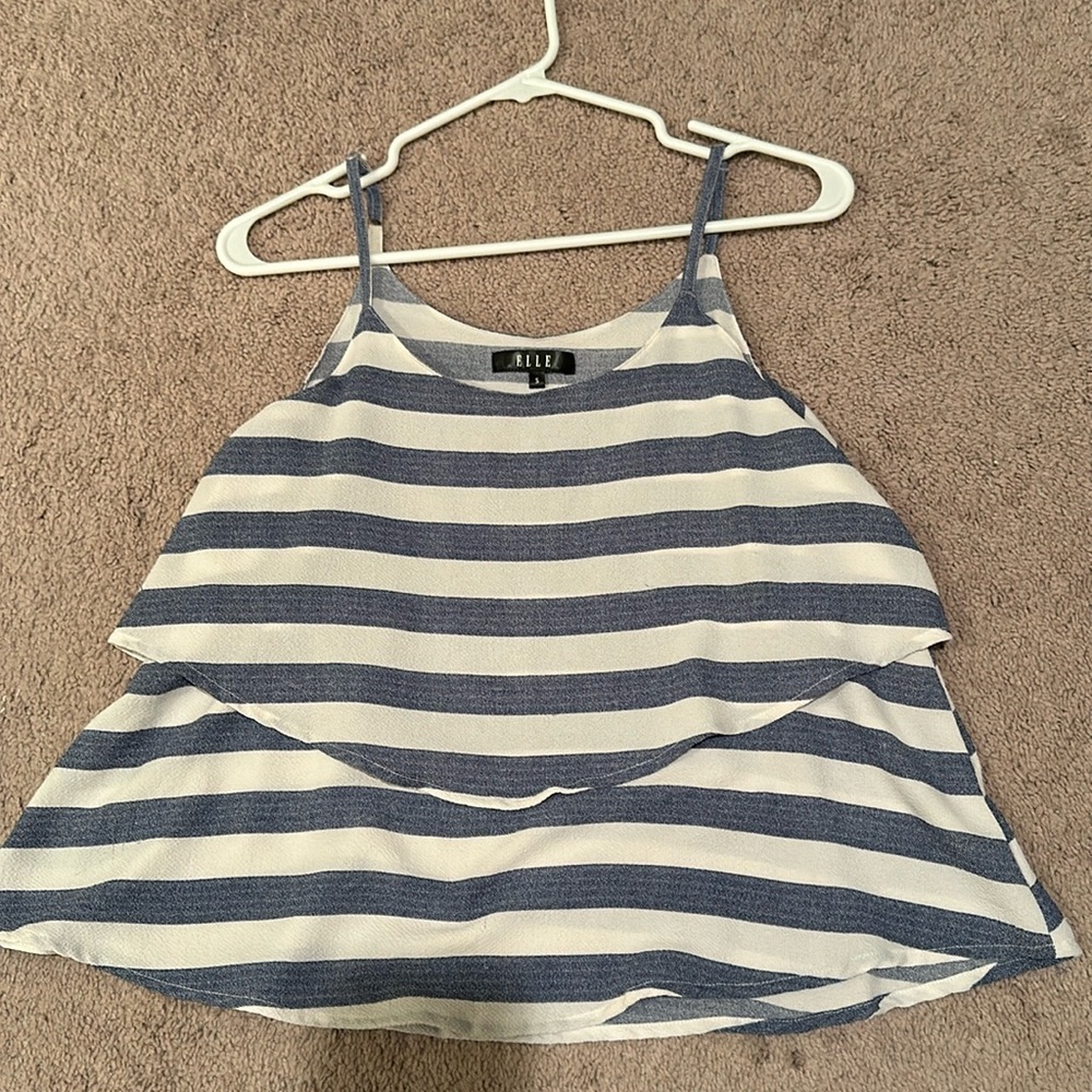 ELLE Cami Top, Blue and white stripes. Size - S, Adjustable Straps